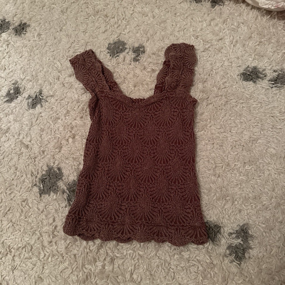 Free People Brown Textured Tank Top